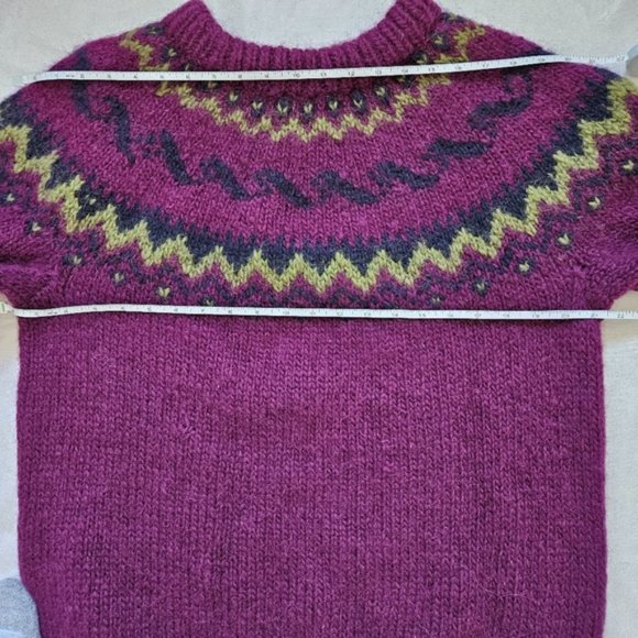 Fair Isle handmade crewneck long sleeve wool sweater women's size M/L - Picture 8 of 16